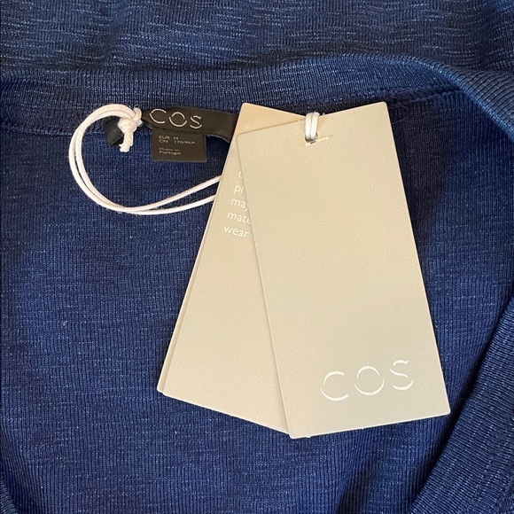 COS 100% Cotton Sheath Dress Navy Blue Oversized Minimalist NWT Size M - Picture 5 of 7